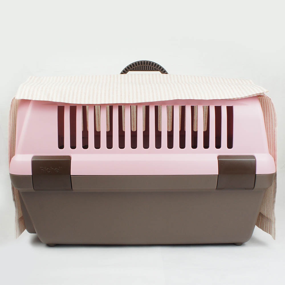 ペットキャリー 目隠し イージーカバー/クレートカバー  ピンクストライプ＜マルチ幅＞ Mサイズ