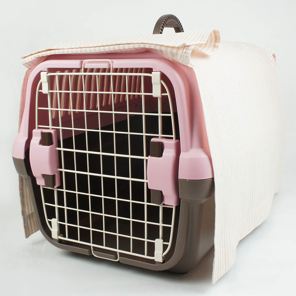 ペットキャリー 目隠し イージーカバー/クレートカバー  ピンクストライプ＜マルチ幅＞ Mサイズ