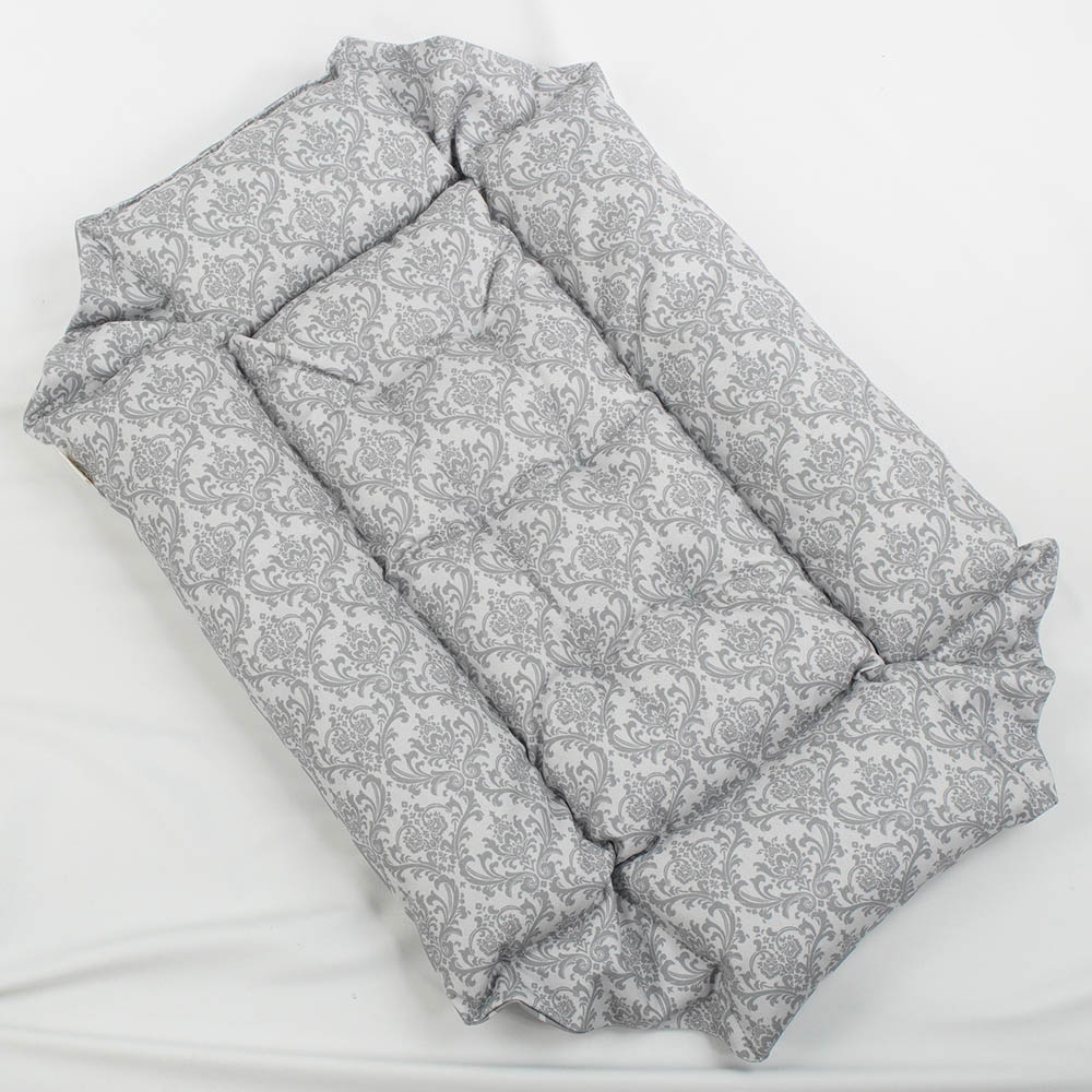 ペットが喜ぶ キャリークッションベッド/クレートクッション ダマスクモロッカン グレー Mサイズ