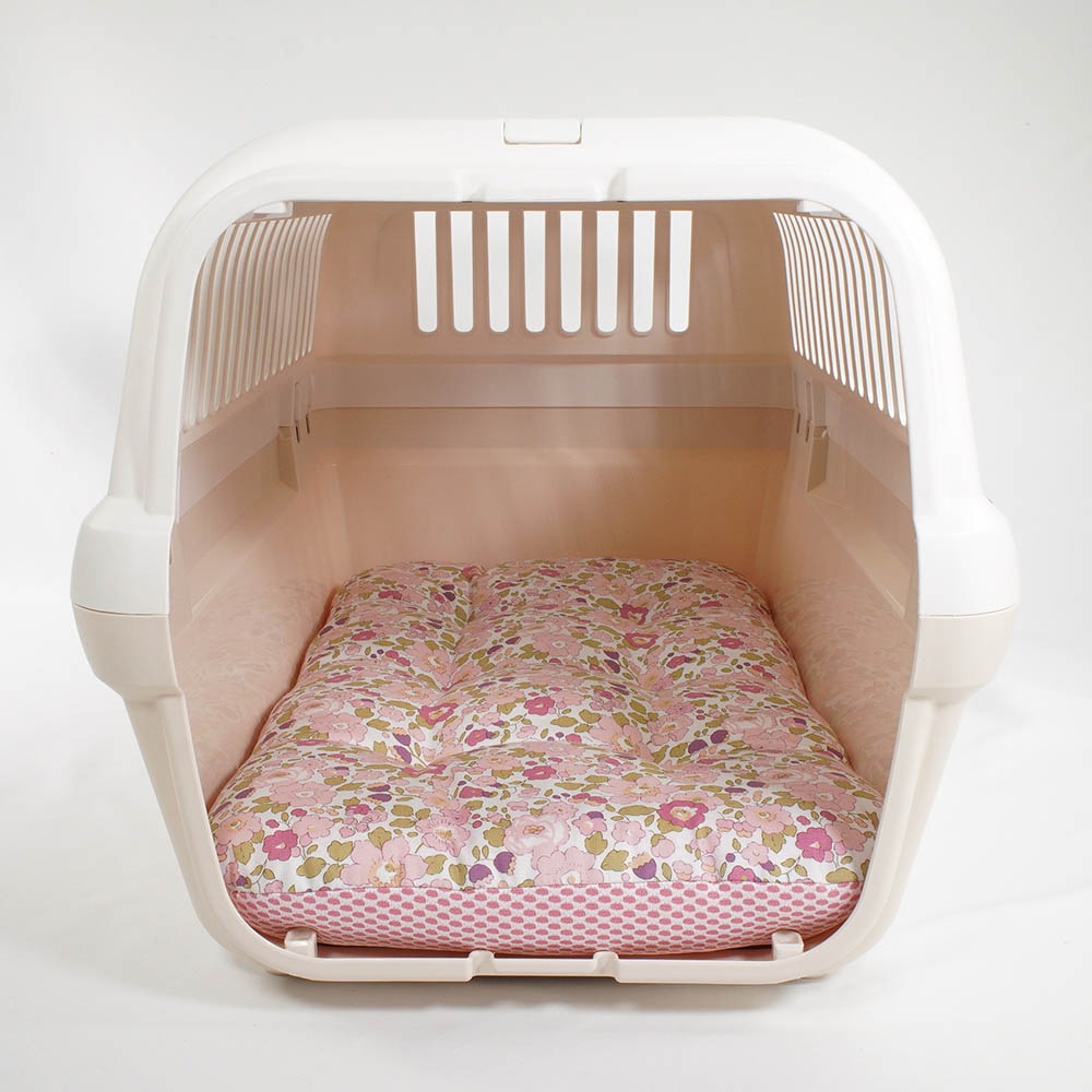 夏用縁無しクッションベッド iCOLD 接触冷感 リバティプリント Betsy ピンク Mサイズ