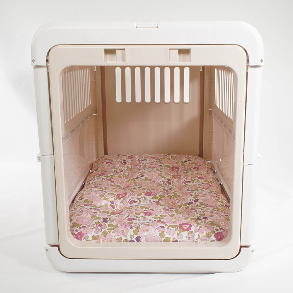 夏用縁無しクッションベッド iCOLD 接触冷感 リバティプリント Betsy ピンク Mサイズ