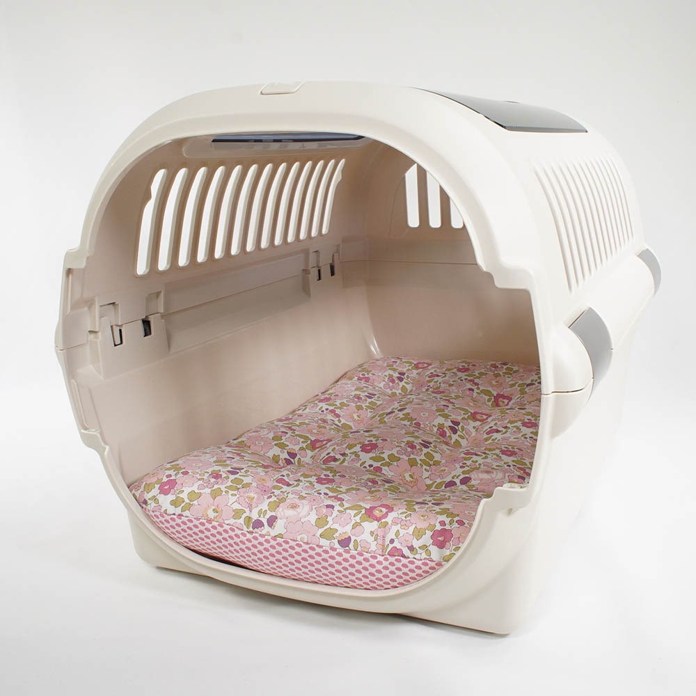 夏用縁無しクッションベッド iCOLD 接触冷感 リバティプリント Betsy ピンク Mサイズ