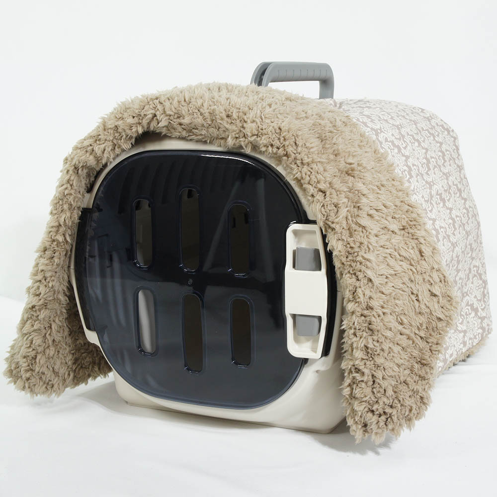 あったか３WAY キャリーカバーブランケット ダマスク ベージュファー＜マルチ幅＞ Sサイズ（トグルボタン付き）