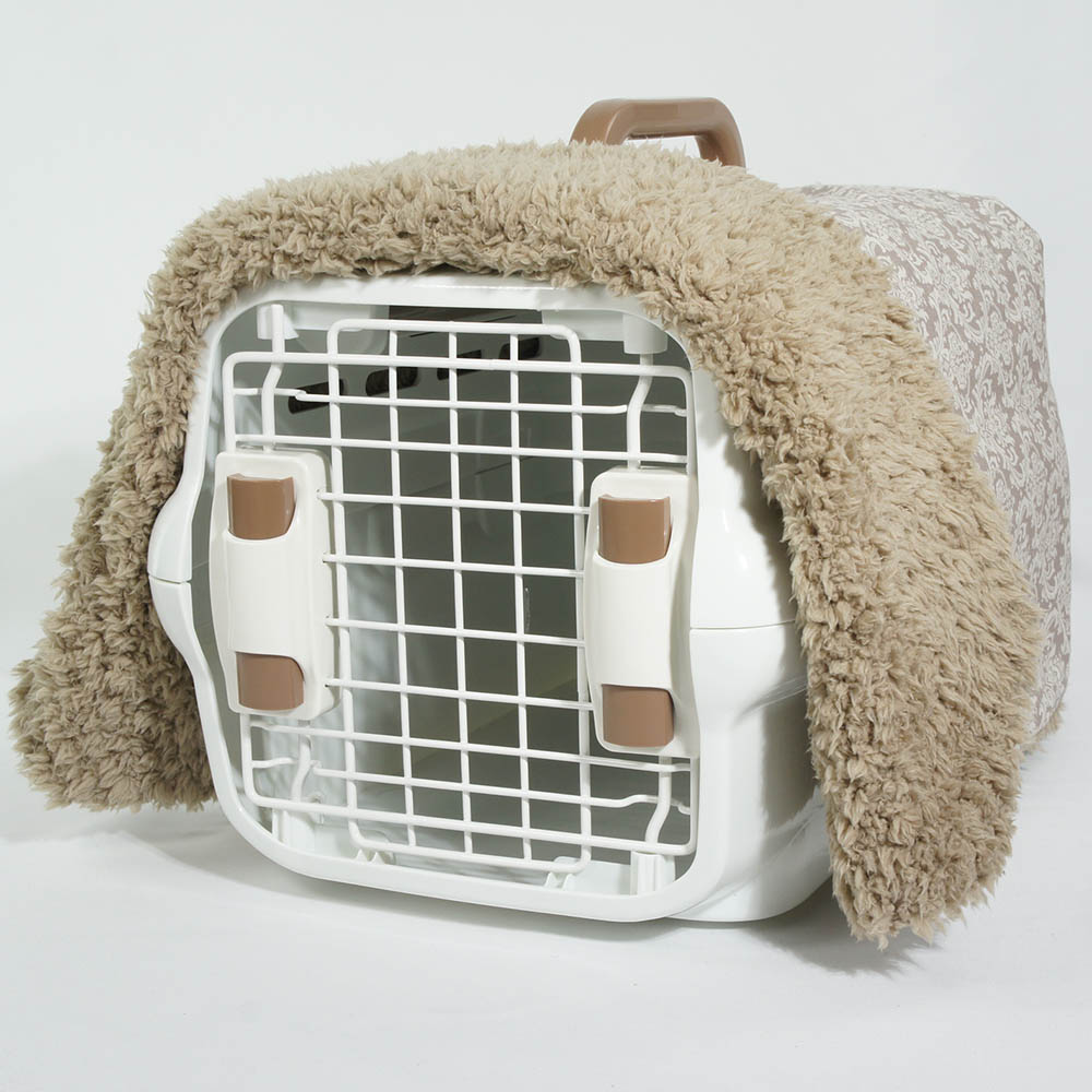 あったか３WAY キャリーカバーブランケット ダマスク ベージュファー＜マルチ幅＞ Sサイズ（トグルボタン付き）