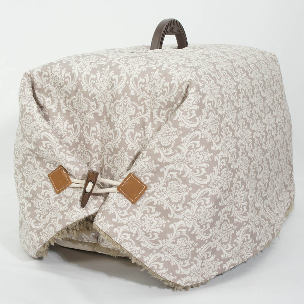 あったか３WAY キャリーカバーブランケット ダマスク ベージュファー＜マルチ幅＞ Sサイズ（トグルボタン付き）