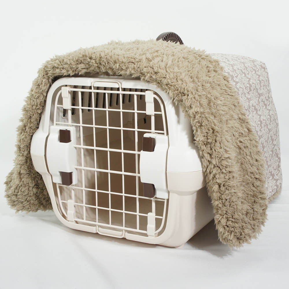 あったか３WAY キャリーカバーブランケット ダマスク ベージュファー＜マルチ幅＞ Sサイズ（トグルボタン付き）