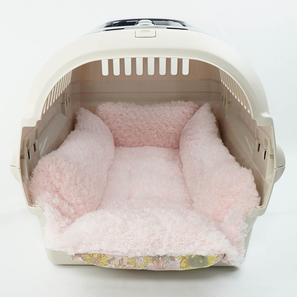 【限定品】ペットが喜ぶ キャリークッションベッド リバティプリント スモールスザンナ シャービーピンクファー Mサイズ