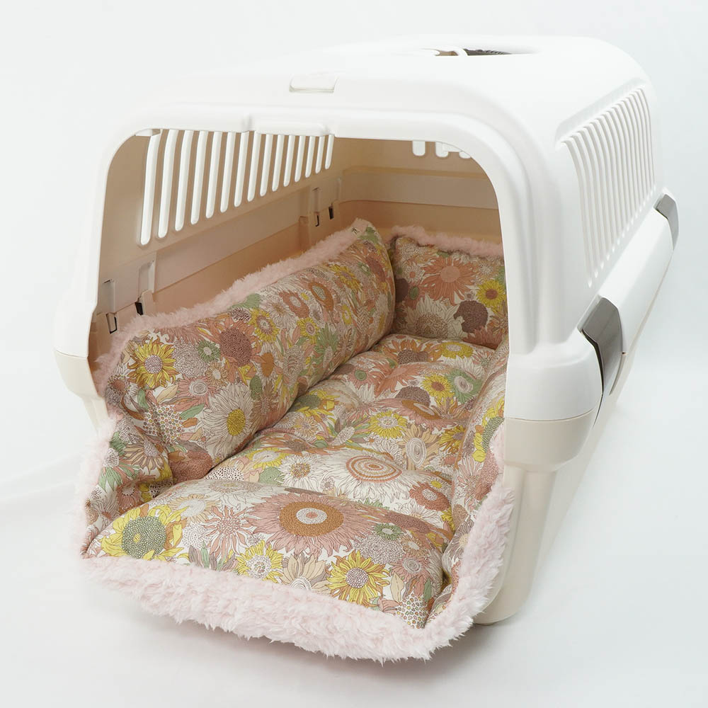 【限定品】ペットが喜ぶ キャリークッションベッド リバティプリント スモールスザンナ シャービーピンクファー Mサイズ