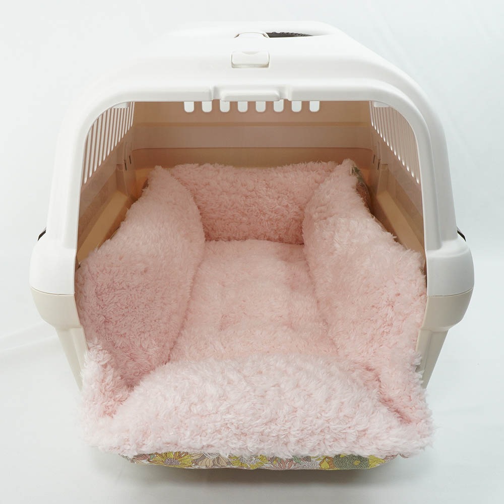 【限定品】ペットが喜ぶ キャリークッションベッド リバティプリント スモールスザンナ シャービーピンクファー Mサイズ