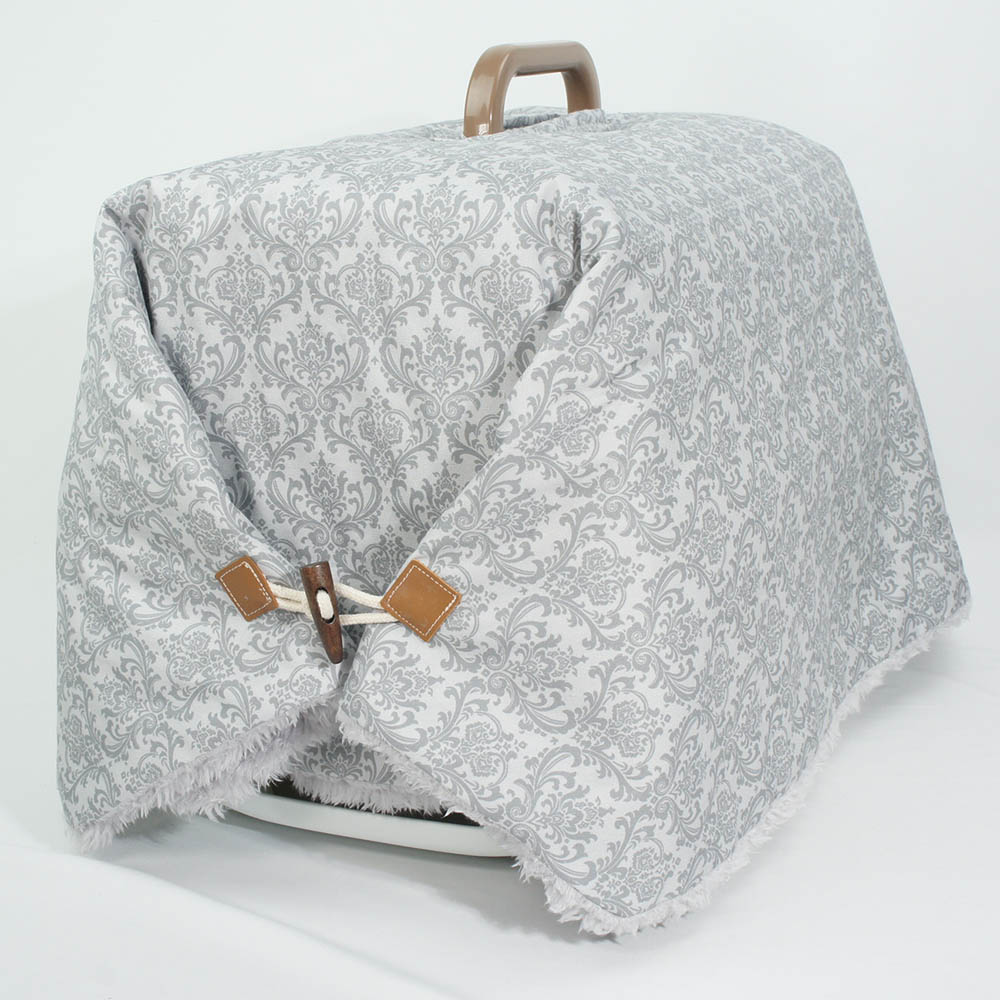 あったか３WAY キャリーカバーブランケット ダマスク グレーファー＜マルチ幅＞ Mサイズ（トグルボタン付き）