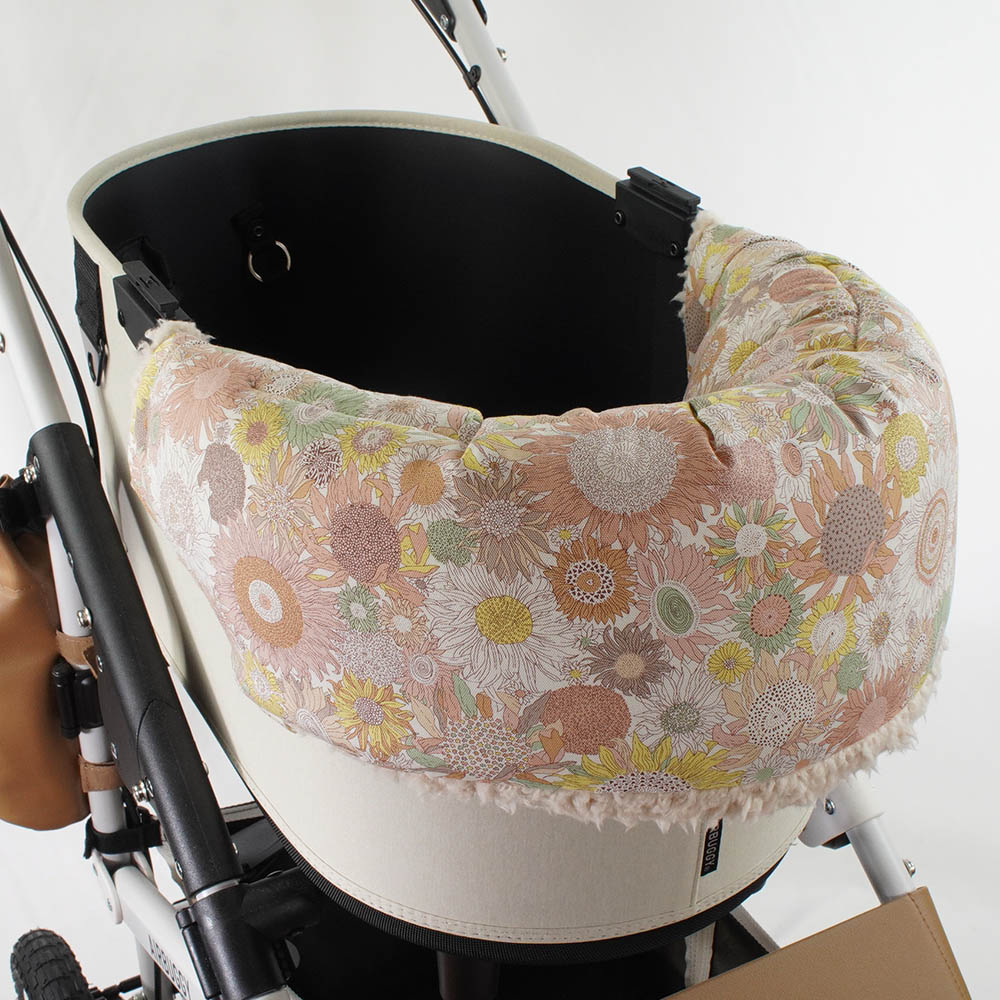 【500円OFF】DOME3ラージ用クッションセット ぷくぷく あごのせクッション＋キャリークッションベッド Mサイズ リバティプリント スモールスザンナ アイボリーファー