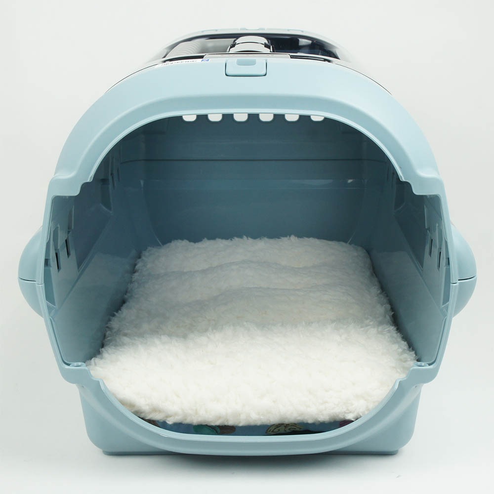 縁無しクッションベッド/クレートクッション マカロンブルーファー Sサイズ