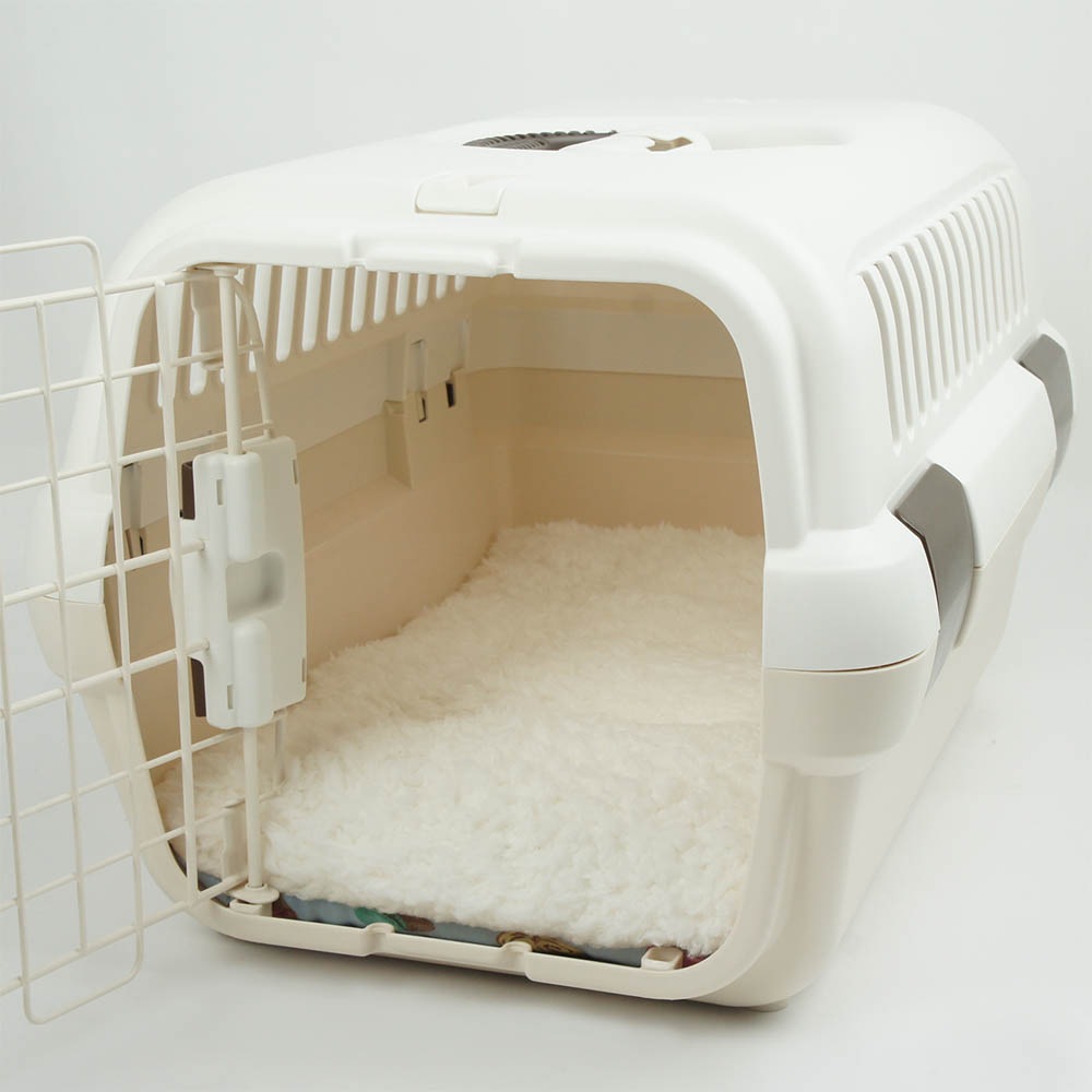 縁無しクッションベッド/クレートクッション マカロンブルーファー Sサイズ