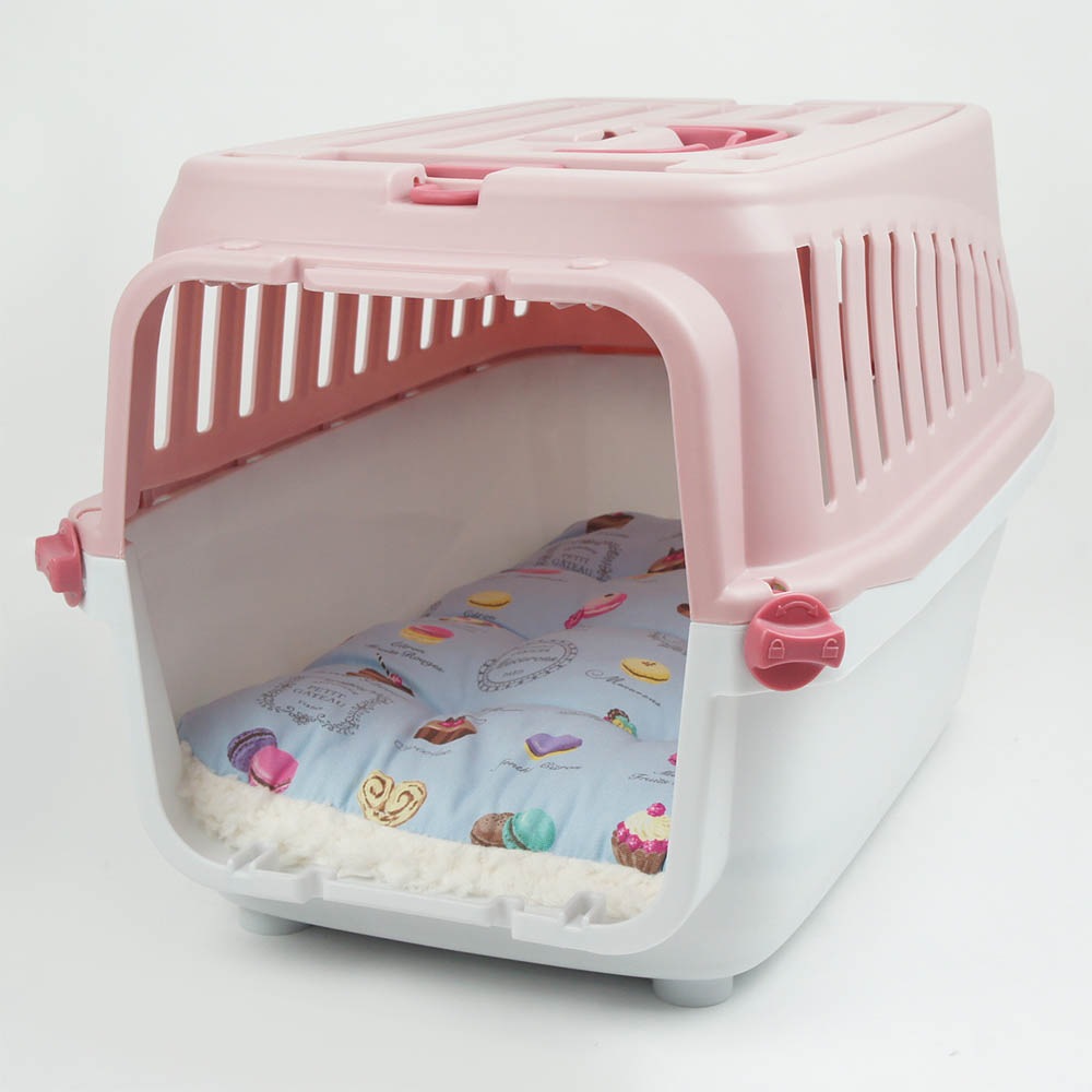 縁無しクッションベッド/クレートクッション マカロンブルーファー Sサイズ