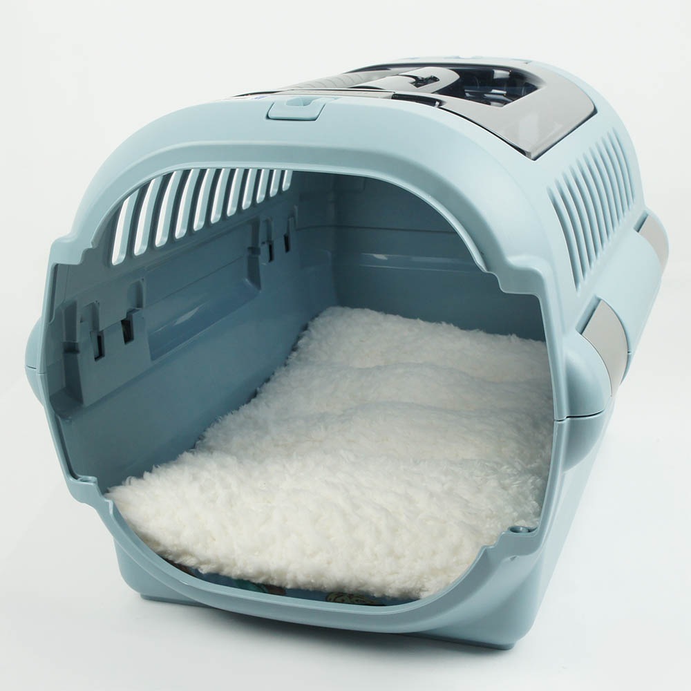 縁無しクッションベッド/クレートクッション マカロンブルーファー Sサイズ