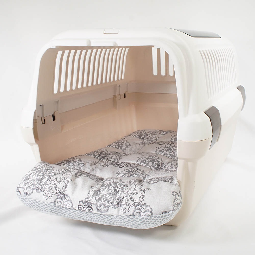 夏用 あごのせ縁無しクッション iCOLD 接触冷感 ヴィンテージダマスク グレー Mサイズ