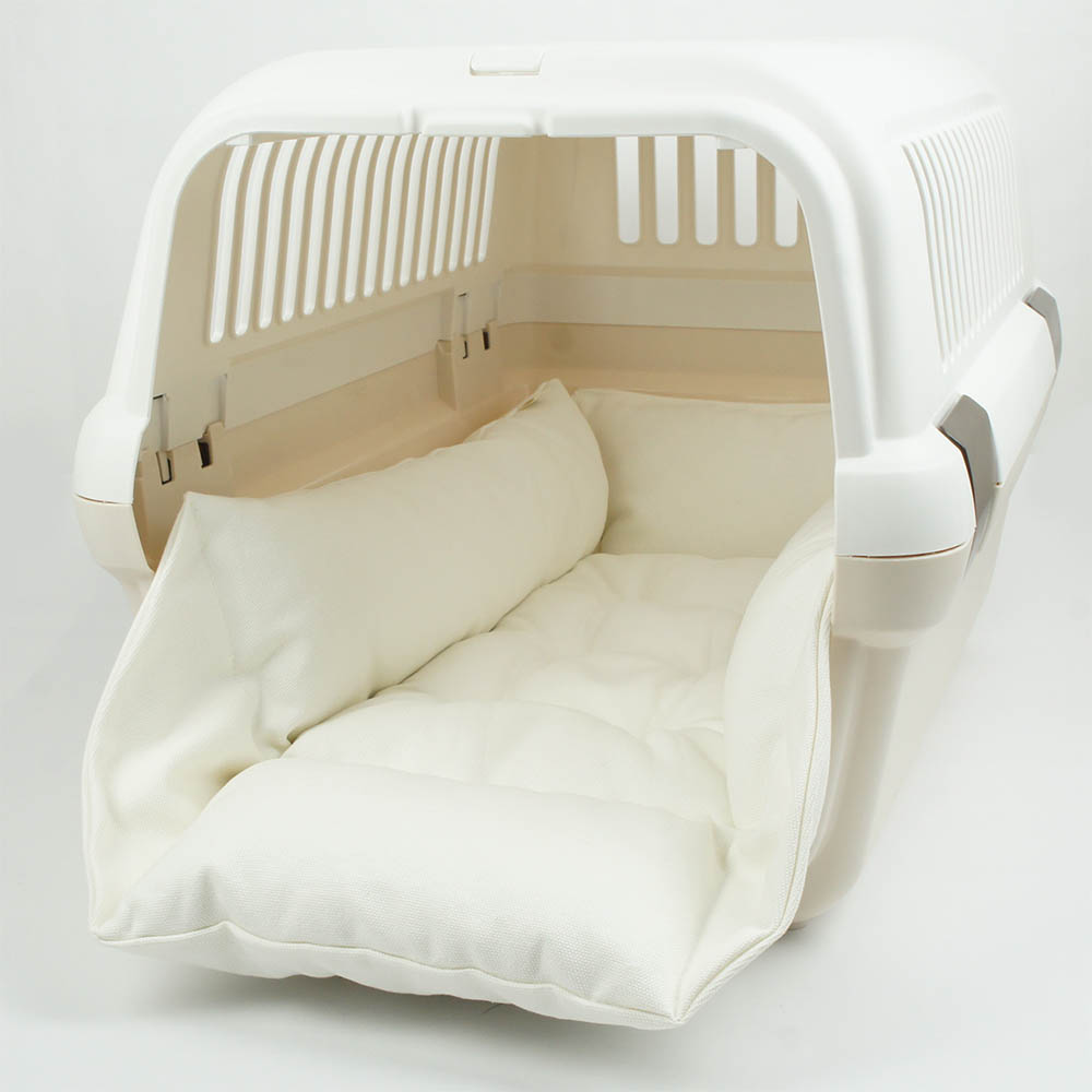 カミカミ大好きちゃん用 ８号帆布生地 キャリークッションベッド/クレートクッション オフホワイト Mサイズ