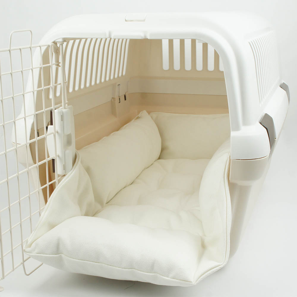 カミカミ大好きちゃん用 ８号帆布生地 キャリークッションベッド/クレートクッション オフホワイト Mサイズ