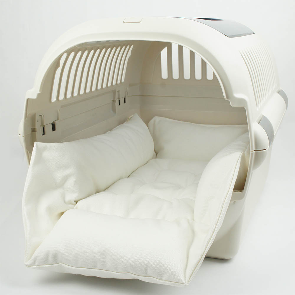 カミカミ大好きちゃん用 ８号帆布生地 キャリークッションベッド/クレートクッション オフホワイト Mサイズ