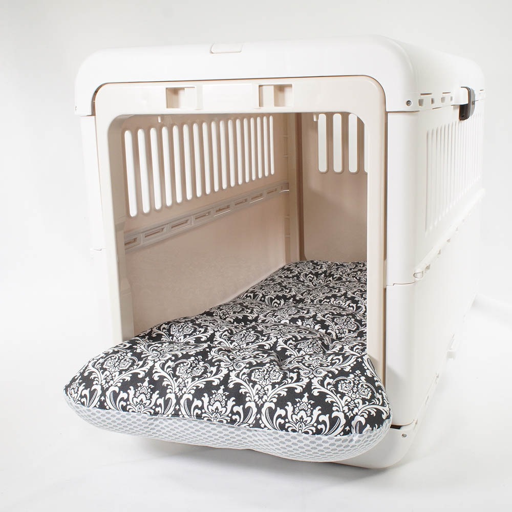 夏用 あごのせ縁無しクッション iCOLD 接触冷感 ダマスク モスブラック Mサイズ