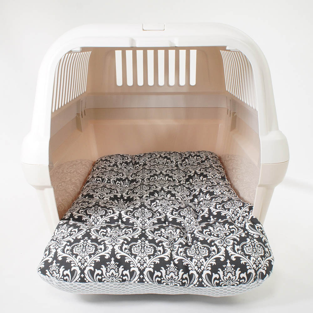 夏用 あごのせ縁無しクッション iCOLD 接触冷感 ダマスク モスブラック Mサイズ