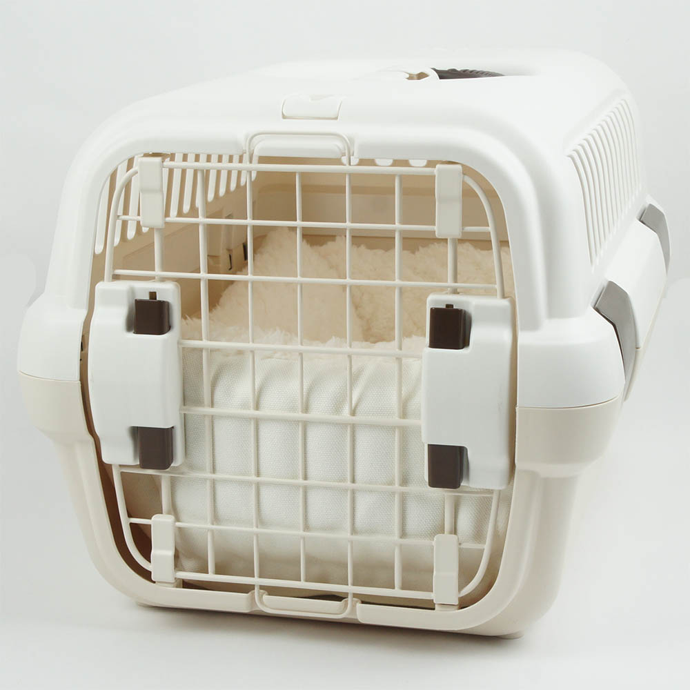 カミカミ大好きちゃん用 ８号帆布生地 キャリークッションベッド/クレートクッション オフホワイトファー Sサイズ