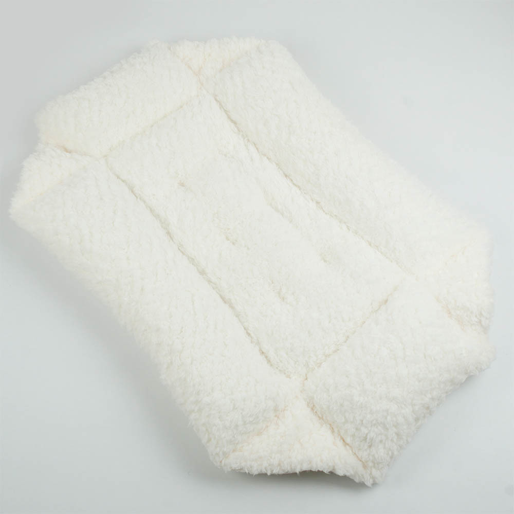 カミカミ大好きちゃん用 ８号帆布生地 キャリークッションベッド/クレートクッション オフホワイトファー Sサイズ