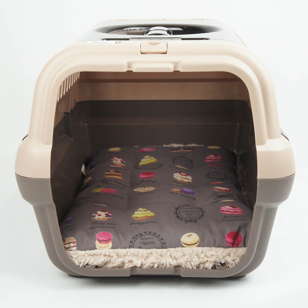 縁無しクッションベッド/クレートクッション マカロンチョコファー Sサイズ