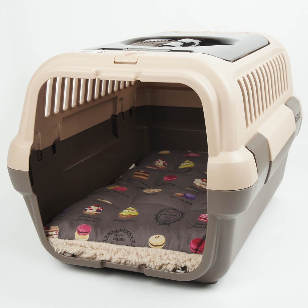 縁無しクッションベッド/クレートクッション マカロンチョコファー Sサイズ