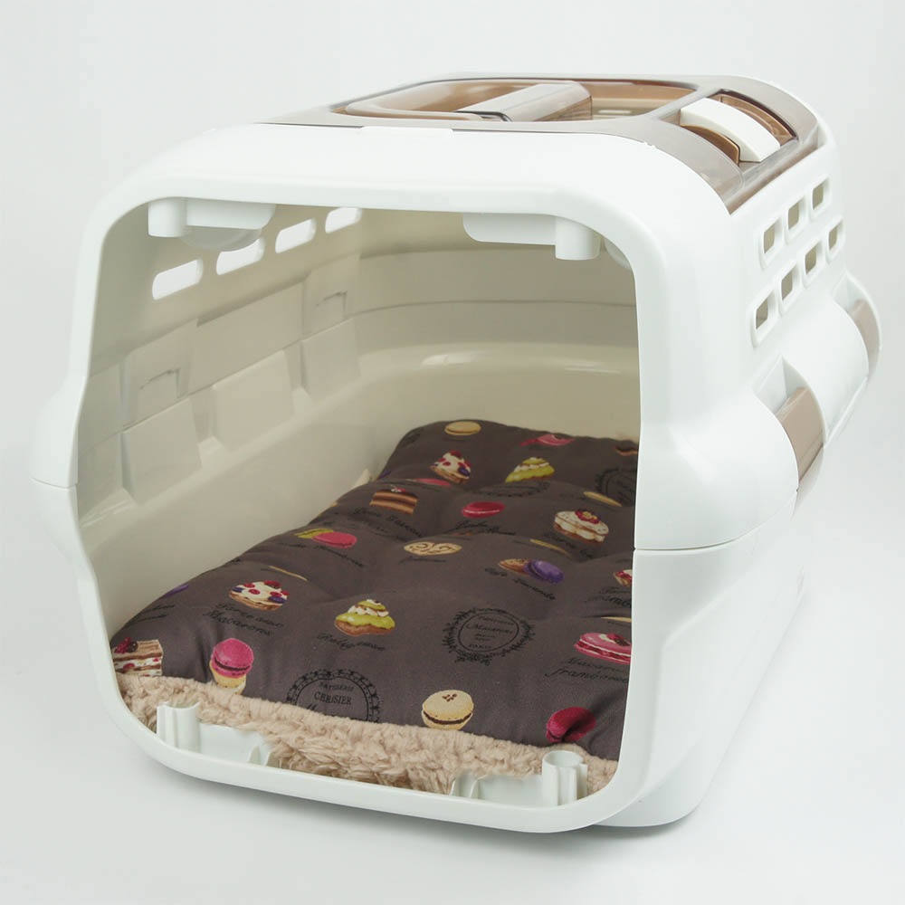 縁無しクッションベッド/クレートクッション マカロンチョコファー Sサイズ