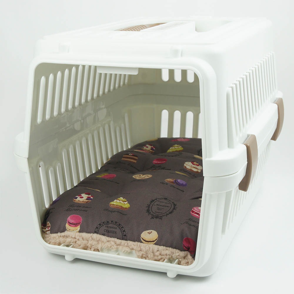 縁無しクッションベッド/クレートクッション マカロンチョコファー Sサイズ