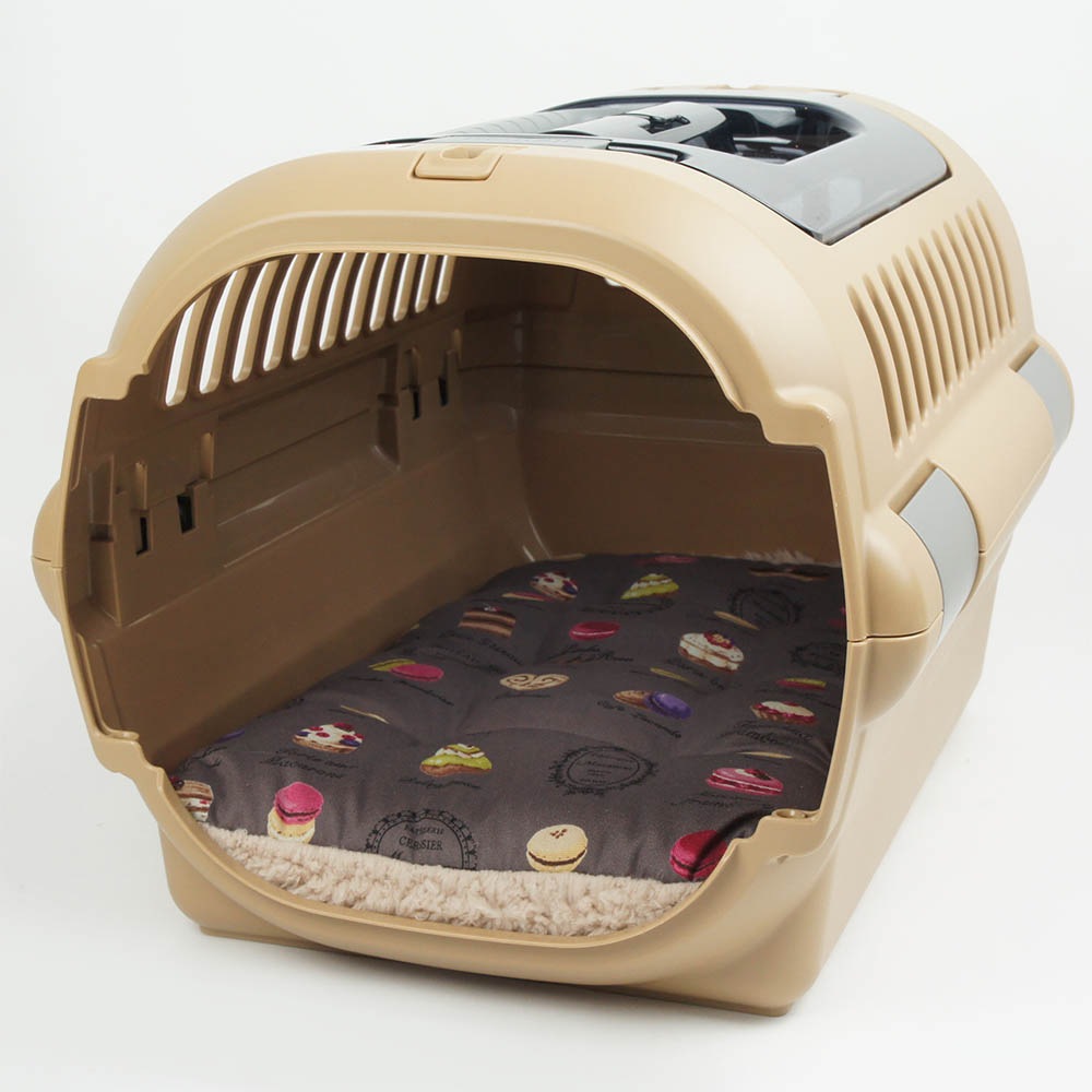 縁無しクッションベッド/クレートクッション マカロンチョコファー Sサイズ