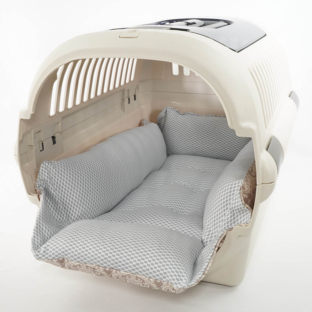 ペットが喜ぶ 夏用キャリークッションベッド iCOLD 接触冷感 ダマスク ベージュ Mサイズ