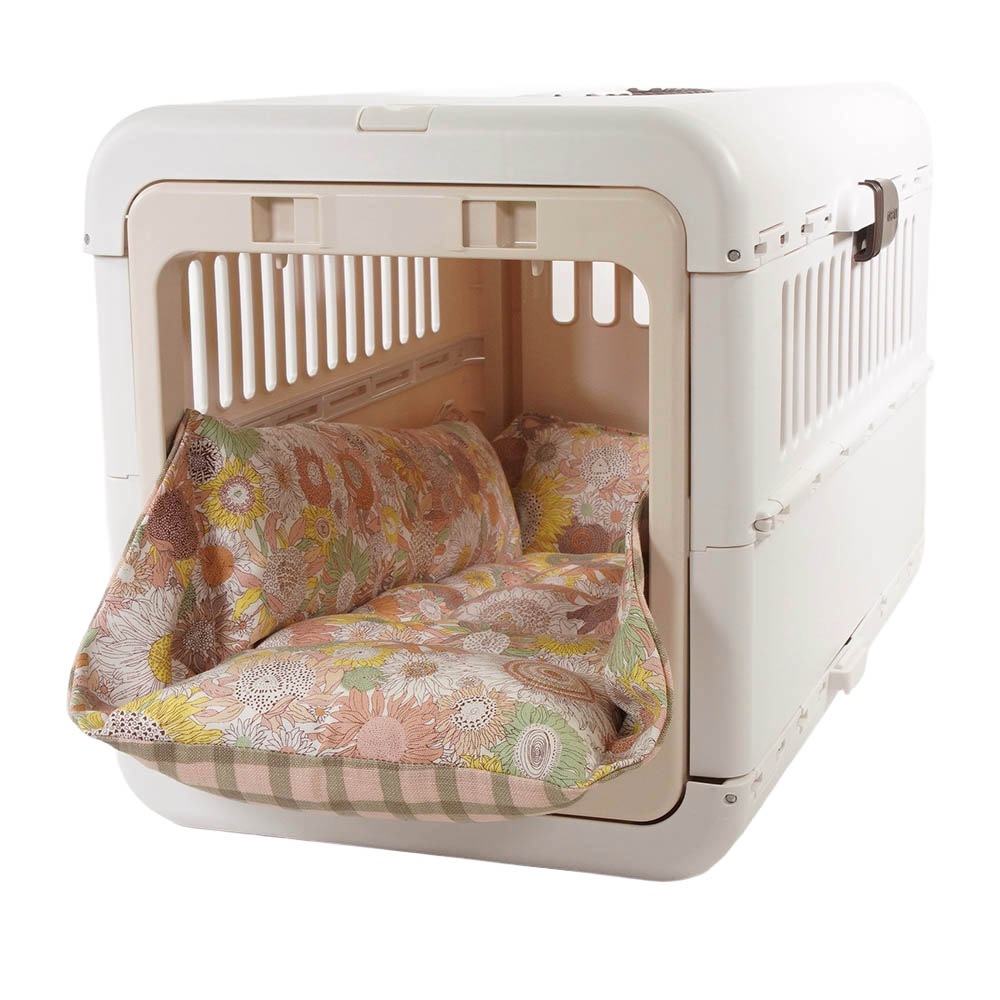 【限定品】ペットが喜ぶ キャリークッションベッド リバティプリント スモールスザンナ 両面生地バイカラーチェック Sサイズ