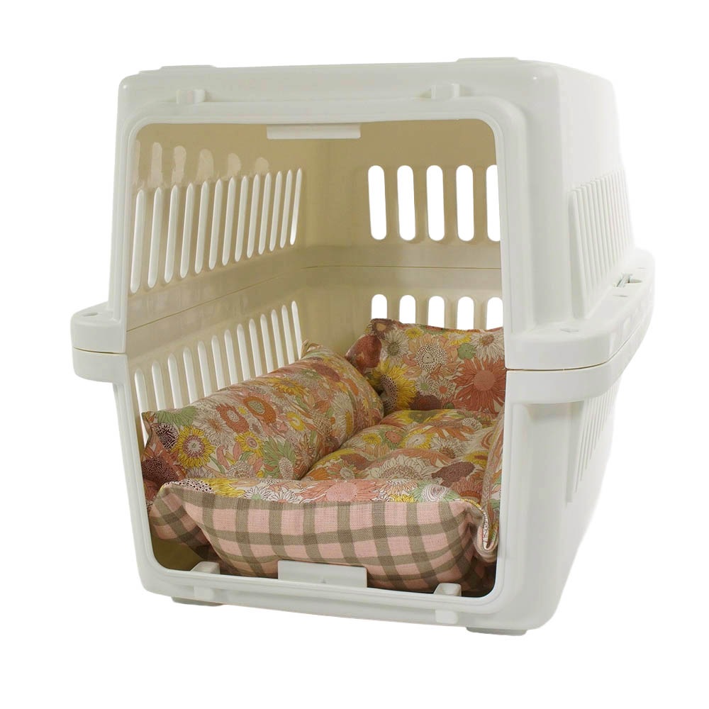 【限定品】ペットが喜ぶ キャリークッションベッド リバティプリント スモールスザンナ 両面生地バイカラーチェック Sサイズ