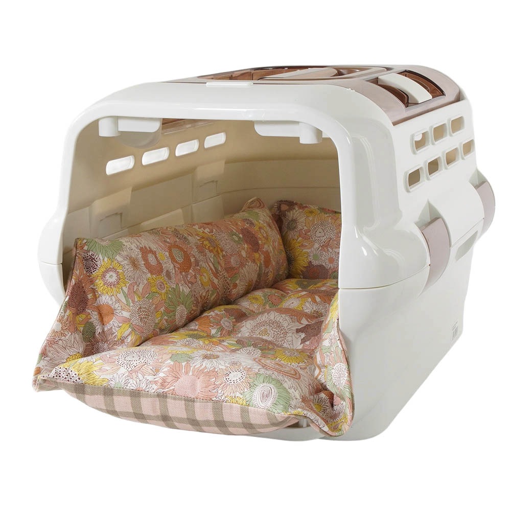 【限定品】ペットが喜ぶ キャリークッションベッド リバティプリント スモールスザンナ 両面生地バイカラーチェック Sサイズ