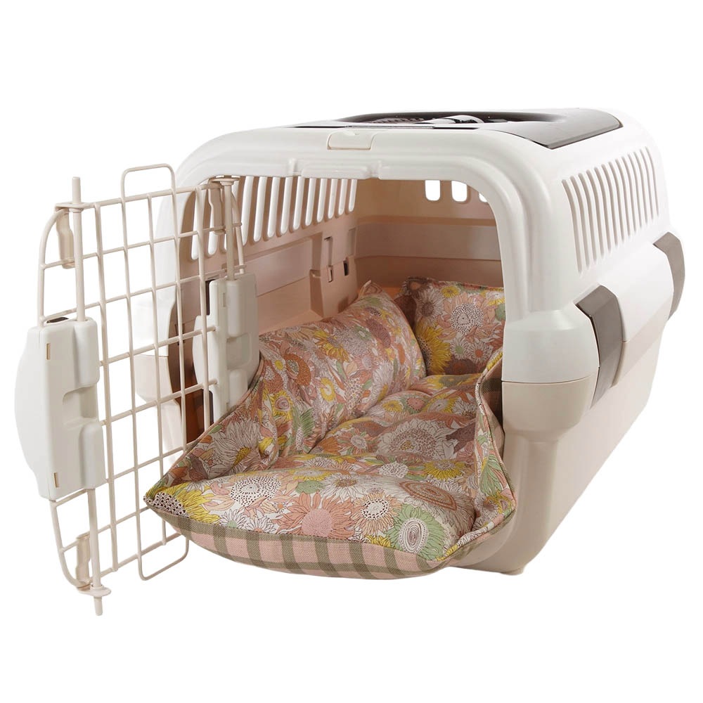 【限定品】ペットが喜ぶ キャリークッションベッド リバティプリント スモールスザンナ 両面生地バイカラーチェック Sサイズ