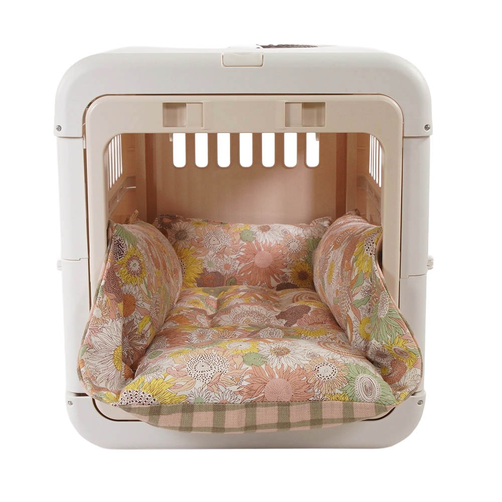 【限定品】ペットが喜ぶ キャリークッションベッド リバティプリント スモールスザンナ 両面生地バイカラーチェック Sサイズ