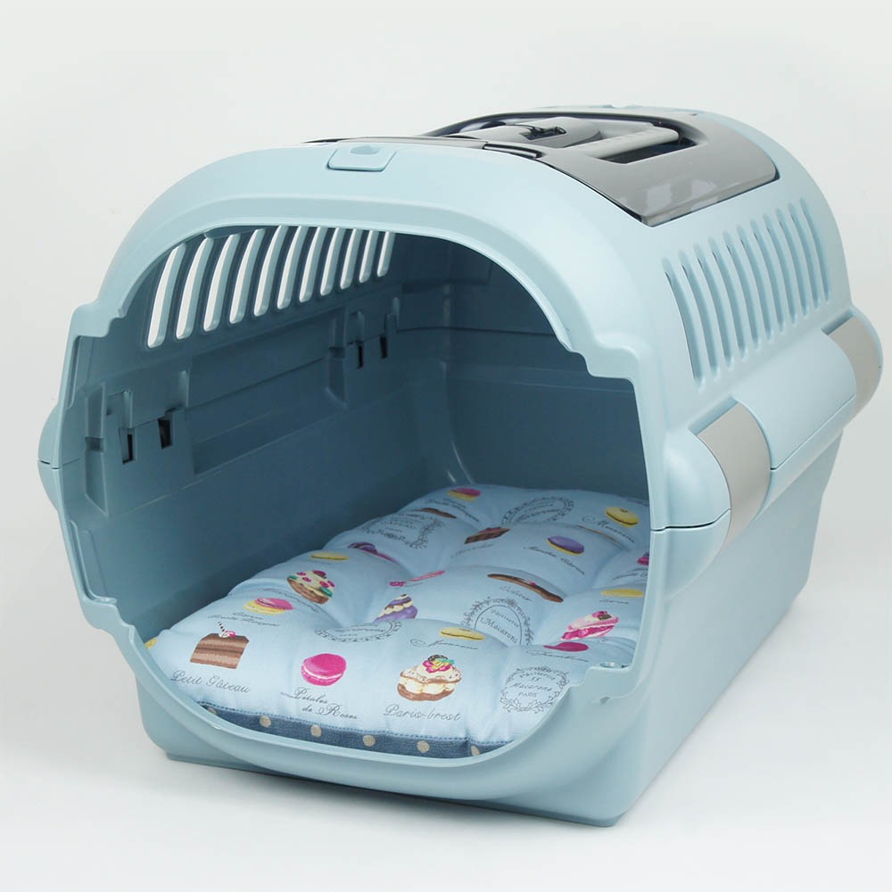 縁無しクッションベッド/クレートクッション マカロンブルードット Sサイズ