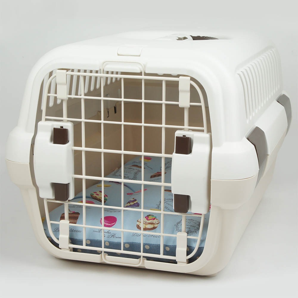 縁無しクッションベッド/クレートクッション マカロンブルードット Sサイズ