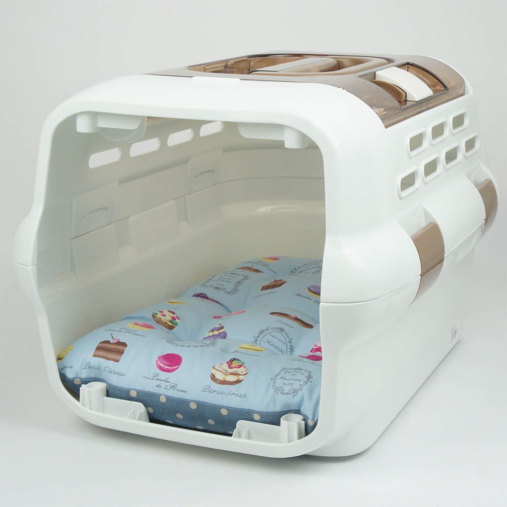 縁無しクッションベッド/クレートクッション マカロンブルードット Sサイズ