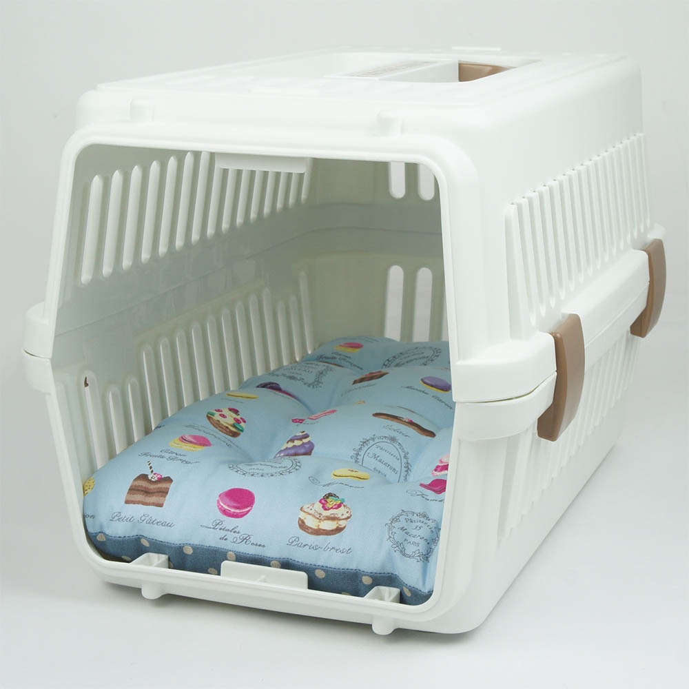 縁無しクッションベッド/クレートクッション マカロンブルードット Sサイズ