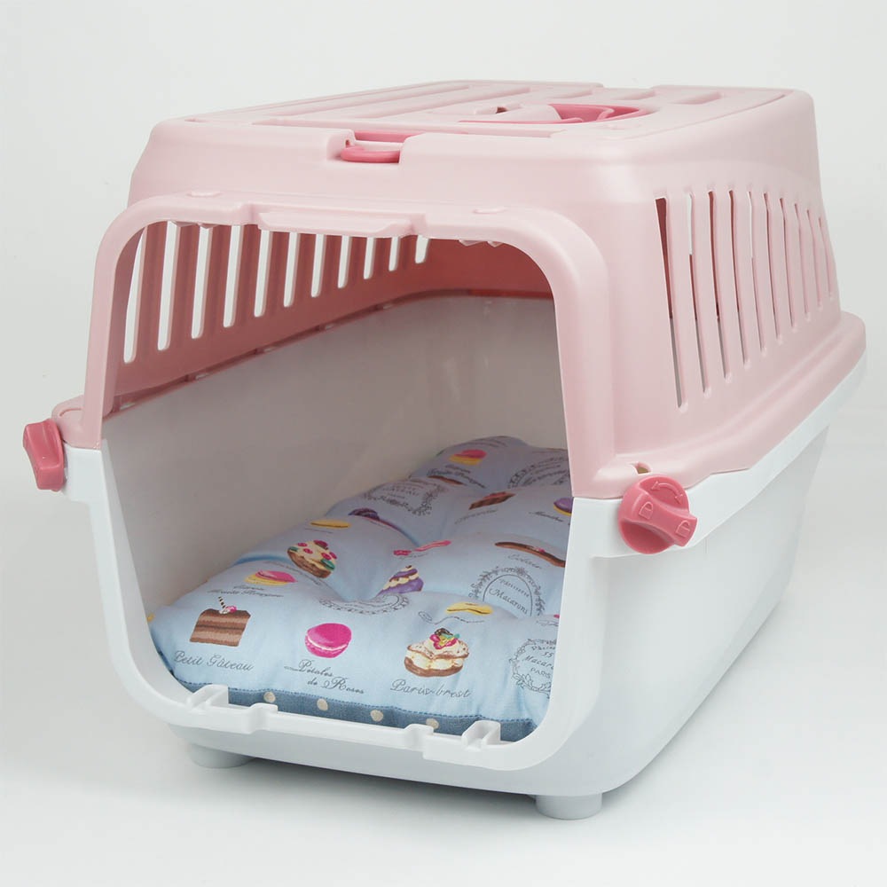 縁無しクッションベッド/クレートクッション マカロンブルードット Sサイズ