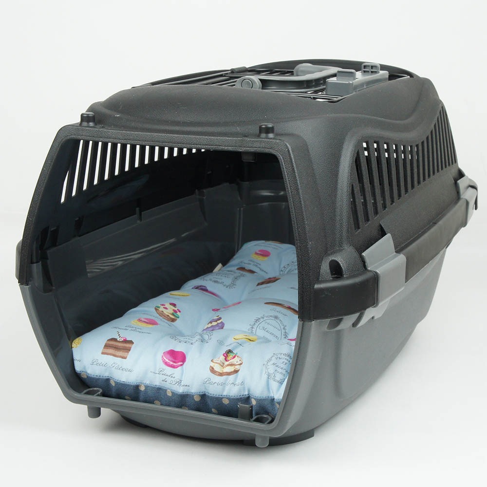 縁無しクッションベッド/クレートクッション マカロンブルードット Sサイズ