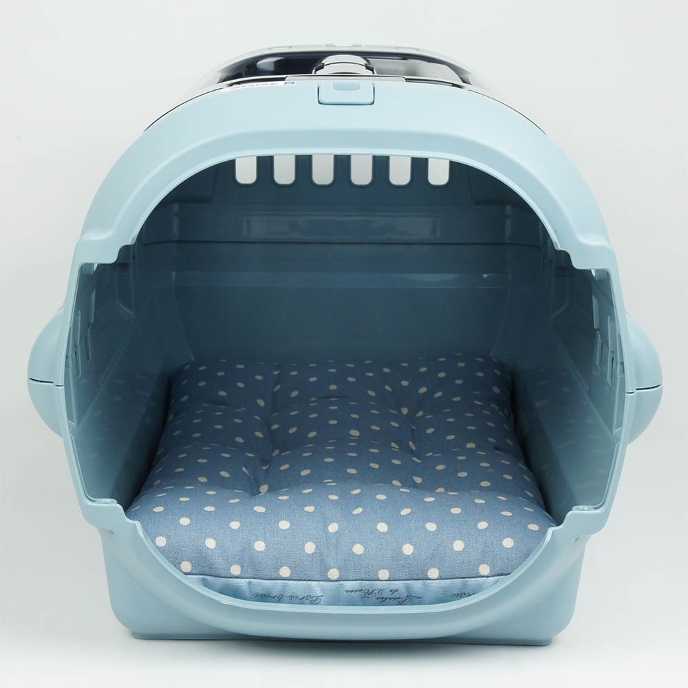 縁無しクッションベッド/クレートクッション マカロンブルードット Sサイズ