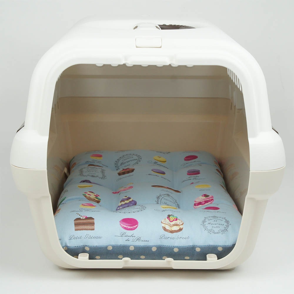 縁無しクッションベッド/クレートクッション マカロンブルードット Sサイズ