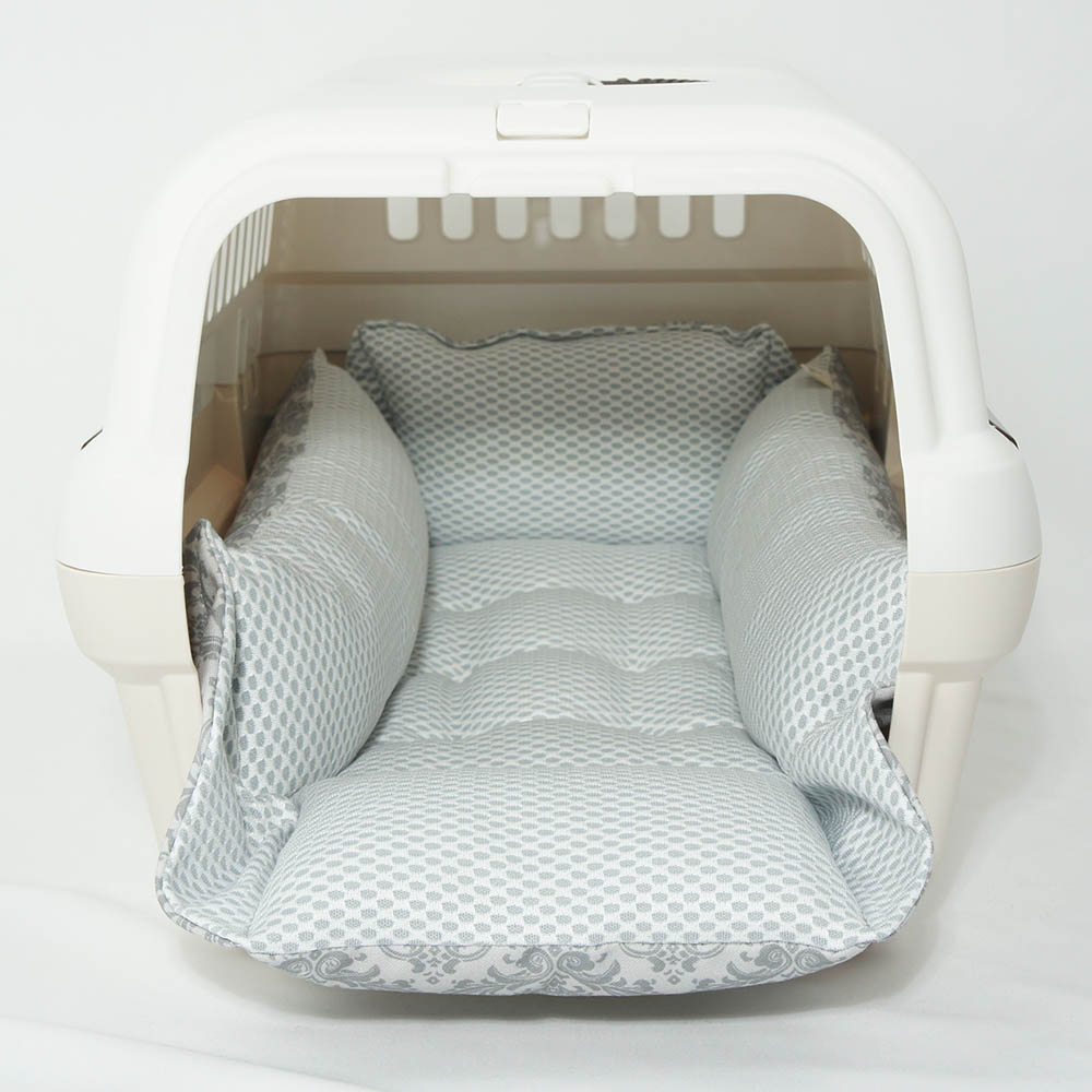ペットが喜ぶ 夏用キャリークッションベッド iCOLD 接触冷感 ダマスク グレー Sサイズ