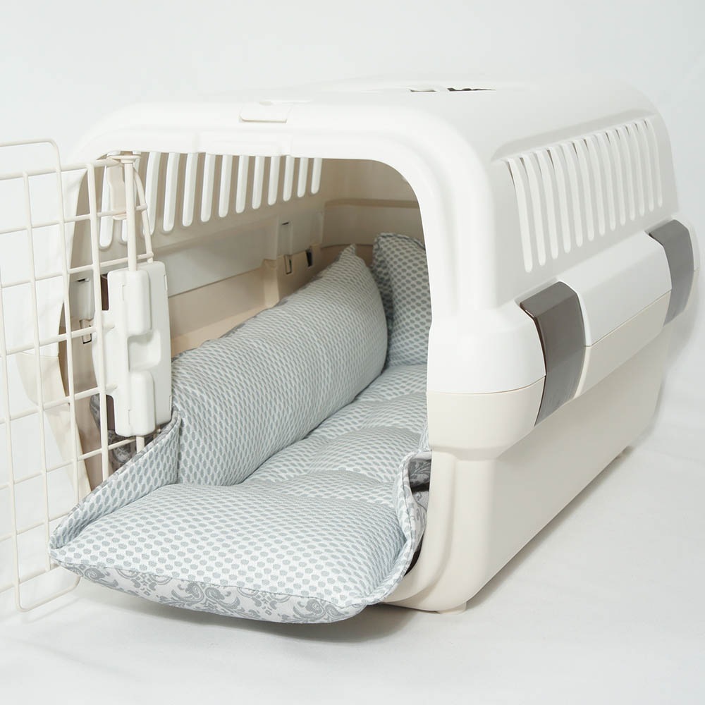 ペットが喜ぶ 夏用キャリークッションベッド iCOLD 接触冷感 ダマスク グレー Sサイズ