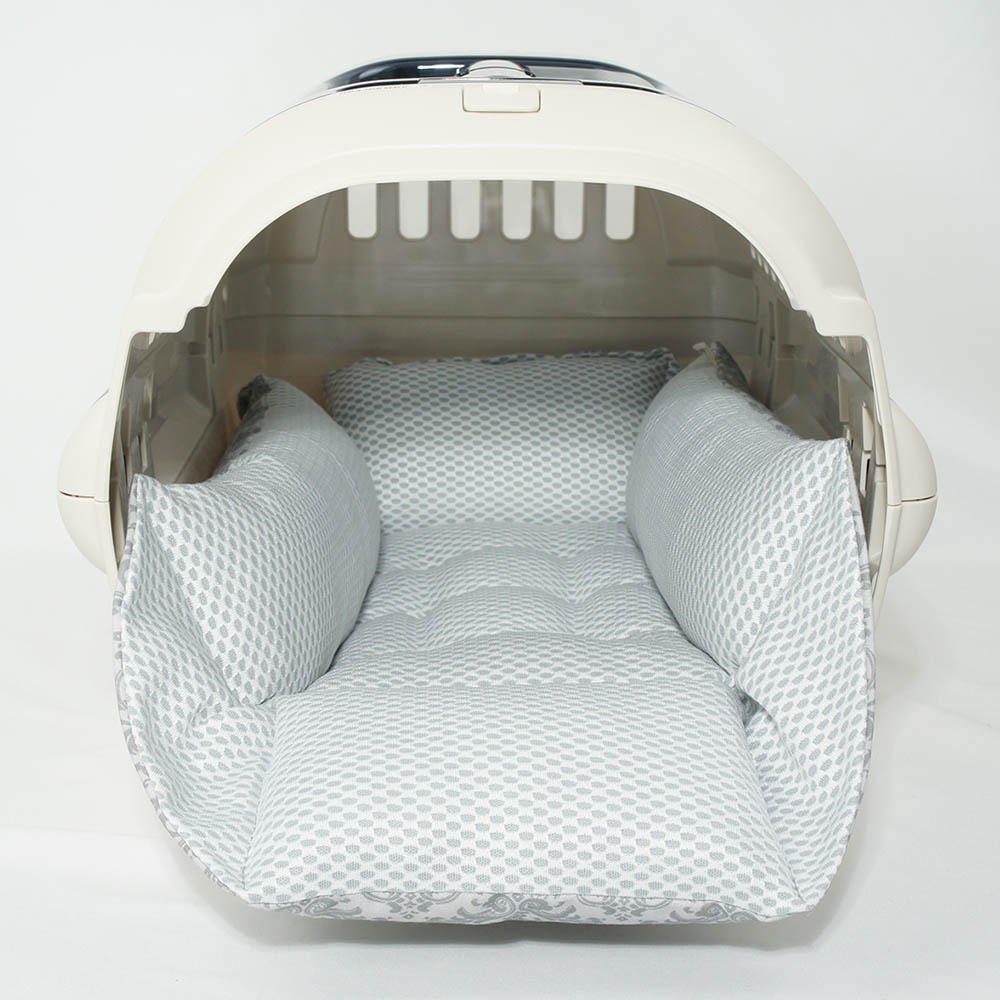 ペットが喜ぶ 夏用キャリークッションベッド iCOLD 接触冷感 ダマスク グレー Sサイズ