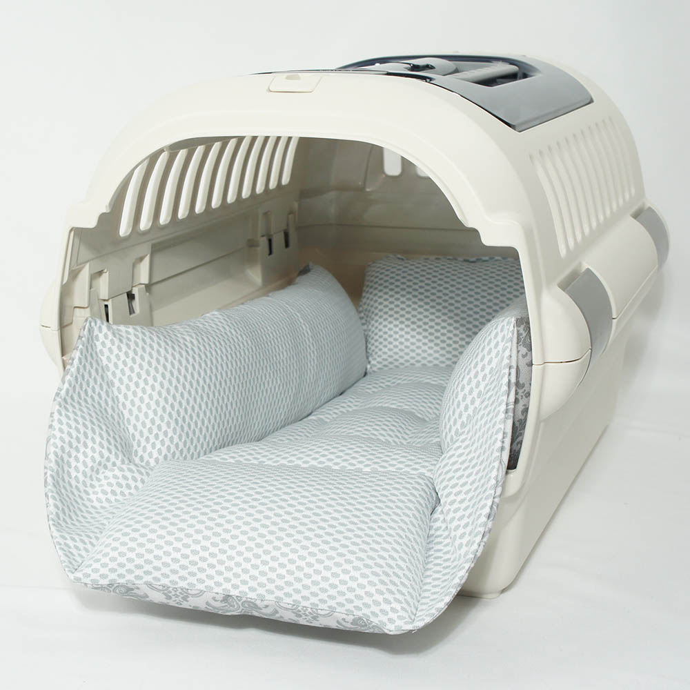 ペットが喜ぶ 夏用キャリークッションベッド iCOLD 接触冷感 ダマスク グレー Sサイズ